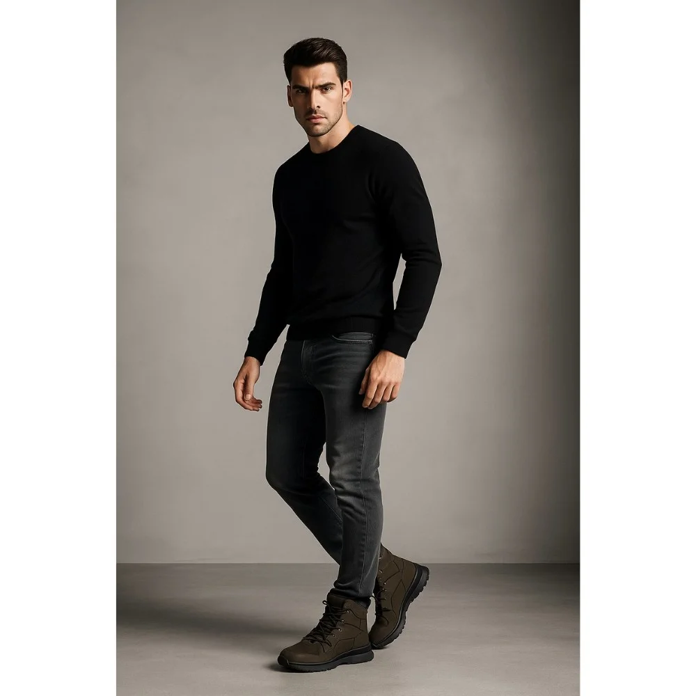 Чоловічі зимові черевики GRUNBERG 148193-10-03E 6086 з натуральної шкіри та хутра, хакі