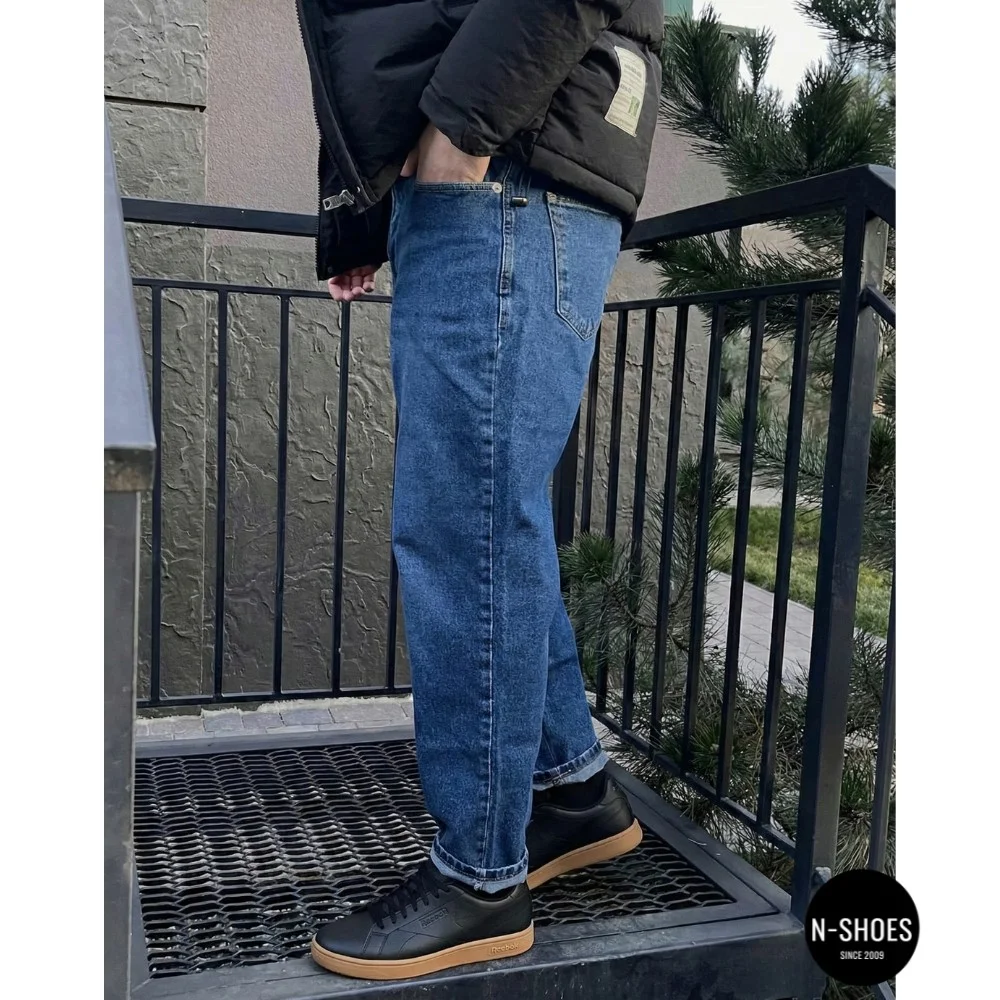 Men's Black Reebok Court Clean 100234604 6098 on Brown Sole