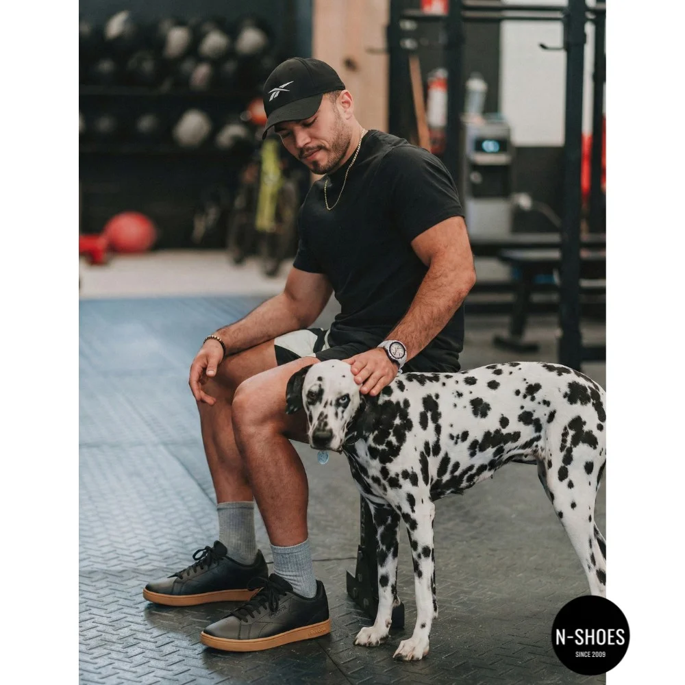 Men's Black Reebok Court Clean 100234604 6098 on Brown Sole