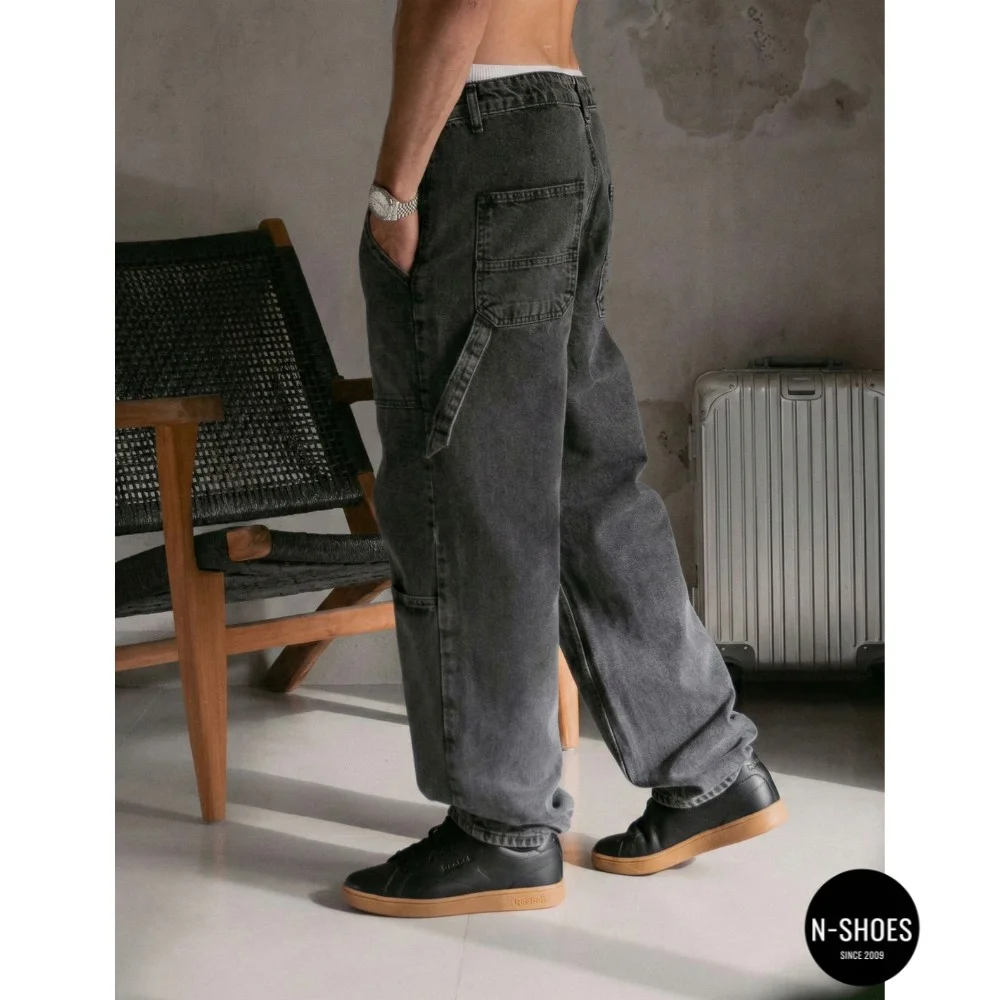 Men's Black Reebok Court Clean 100234604 6098 on Brown Sole