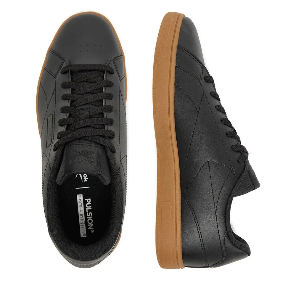 Men's Black Reebok Court Clean 100234604 6098 on Brown Sole