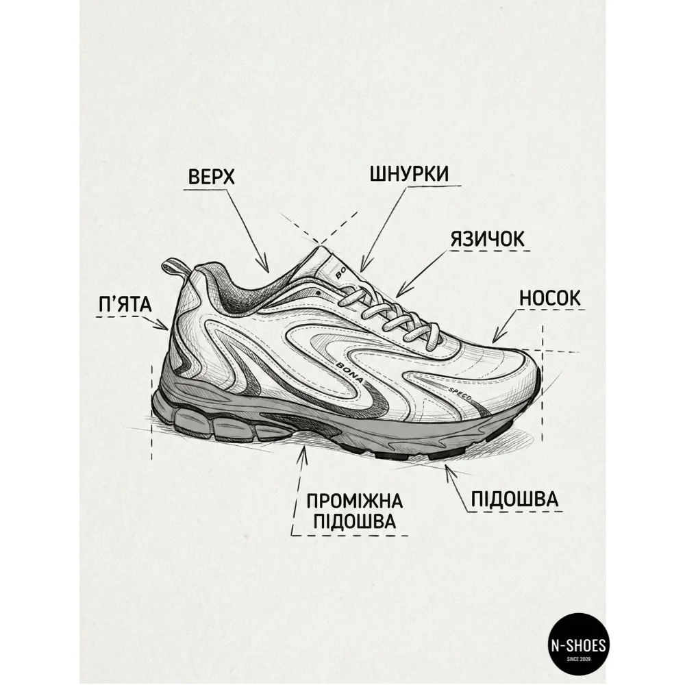Мужские кроссовки Bona 808M Grey-Dark Grey 6136 из натуральной кожи
