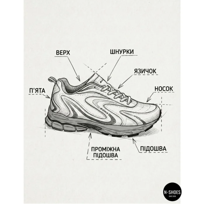 Чоловічі кросівки Bona 808M Grey-Dark Grey 6136 з натуральної шкіри