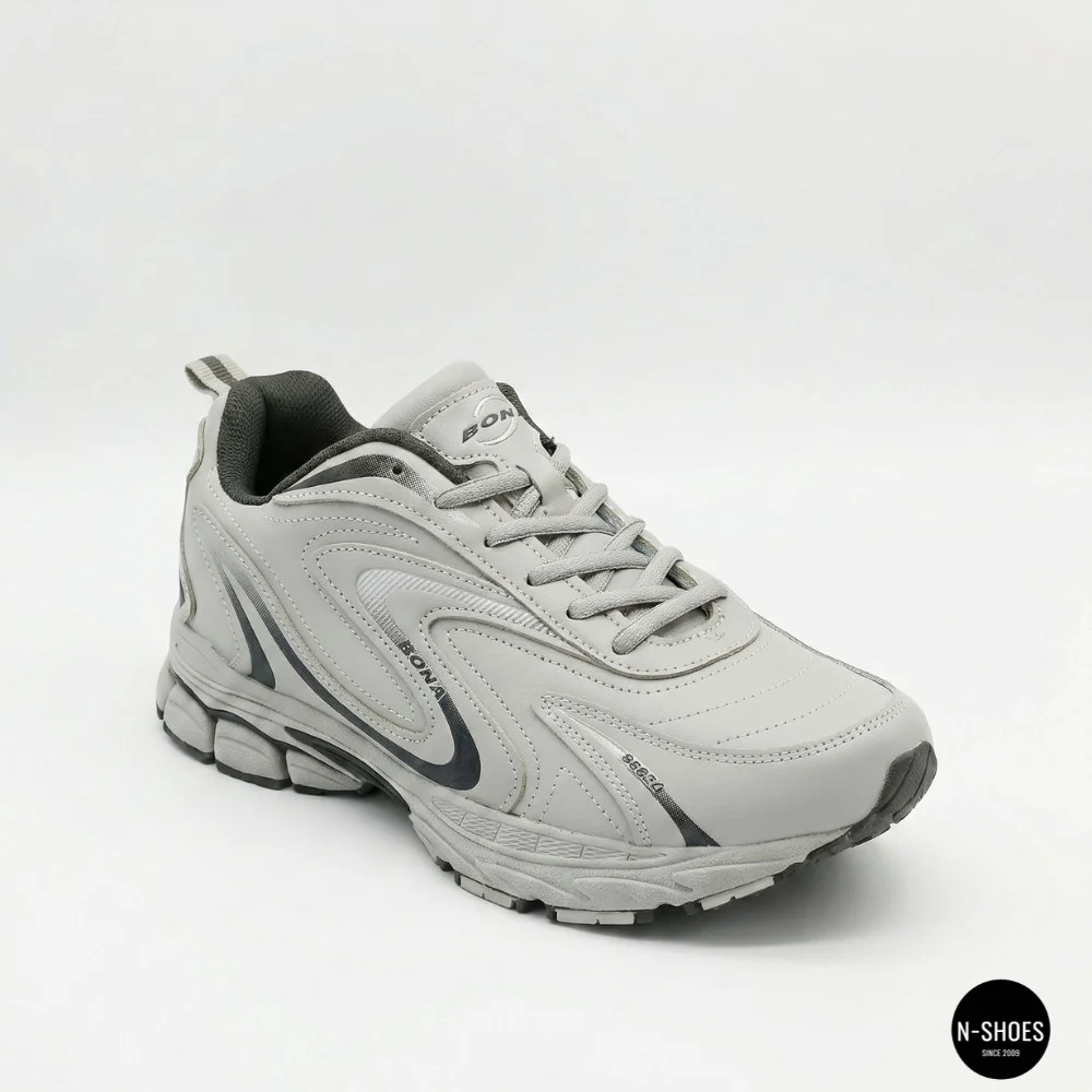 Мужские кроссовки Bona 808M Grey-Dark Grey 6136 из натуральной кожи