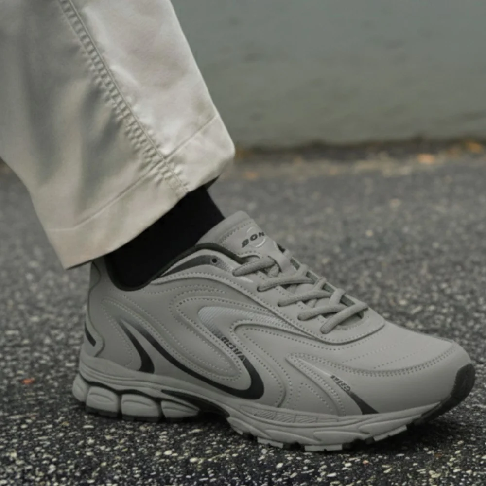 Мужские кроссовки Bona 808M Grey-Dark Grey 6136 из натуральной кожи