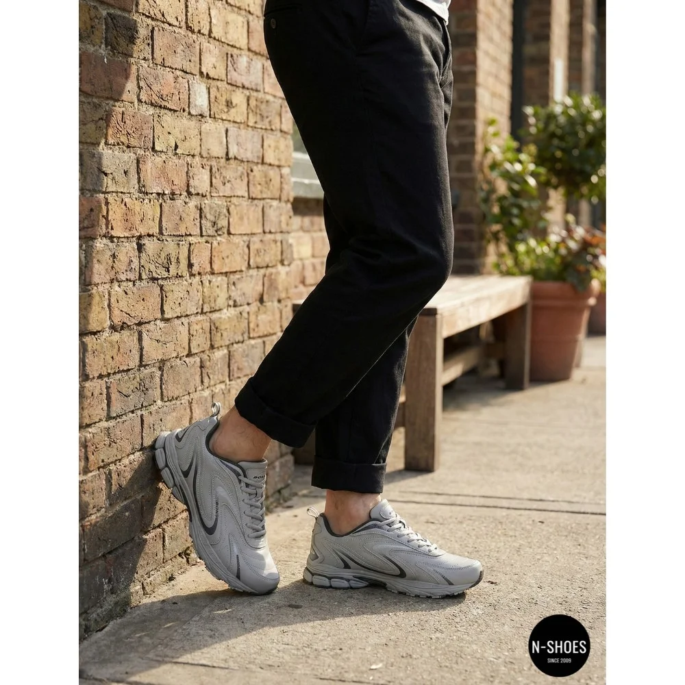 Мужские кроссовки Bona 808M Grey-Dark Grey 6136 из натуральной кожи