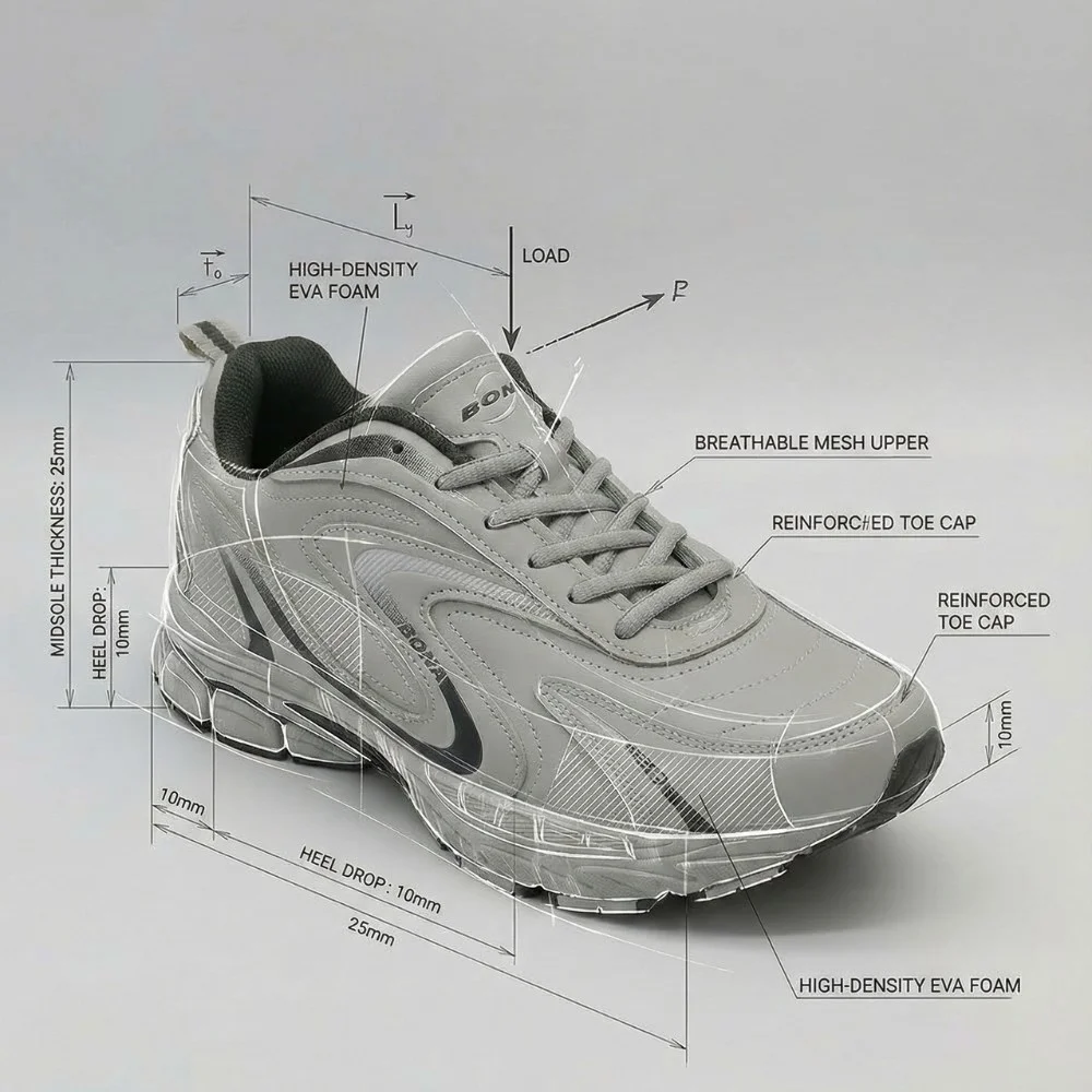 Мужские кроссовки Bona 808M Grey-Dark Grey 6136 из натуральной кожи