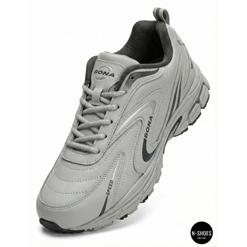 Мужские кроссовки Bona 808M Grey-Dark Grey 6136 из натуральной кожи