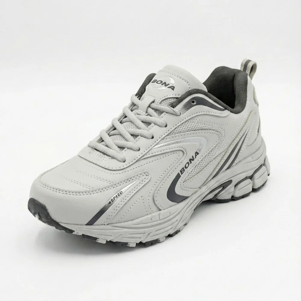 Мужские кроссовки Bona 808M Grey-Dark Grey 6136 из натуральной кожи