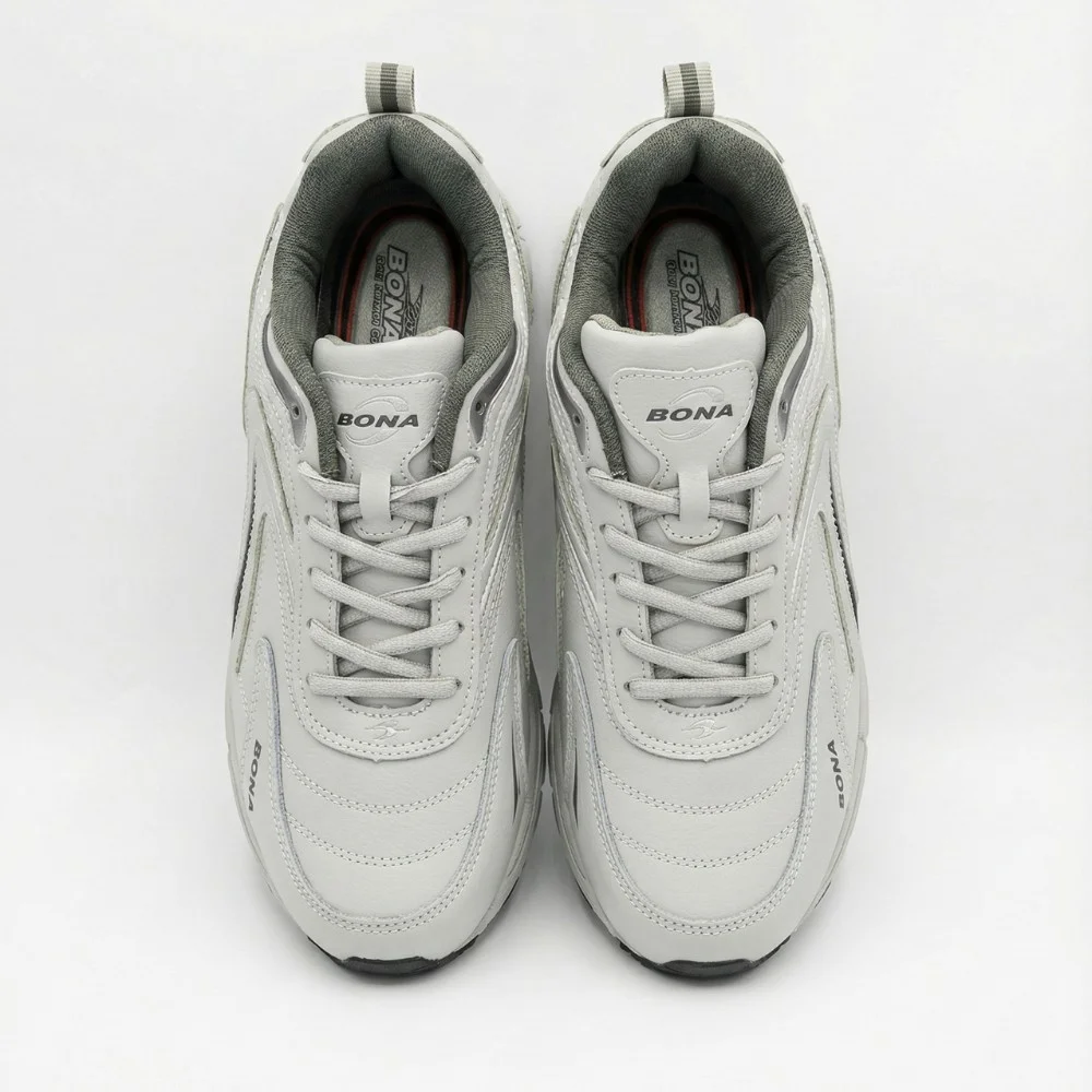 Мужские кроссовки Bona 808M Grey-Dark Grey 6136 из натуральной кожи