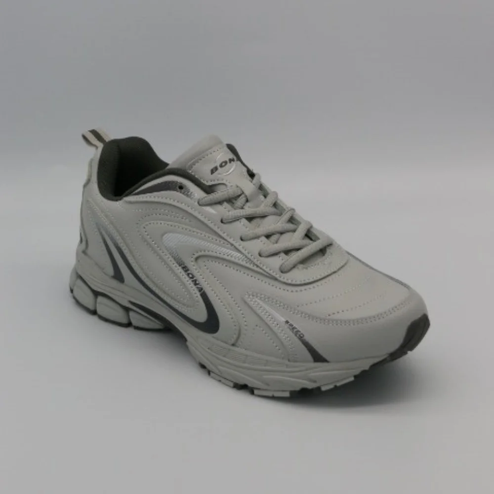Мужские кроссовки Bona 808M Grey-Dark Grey 6136 из натуральной кожи