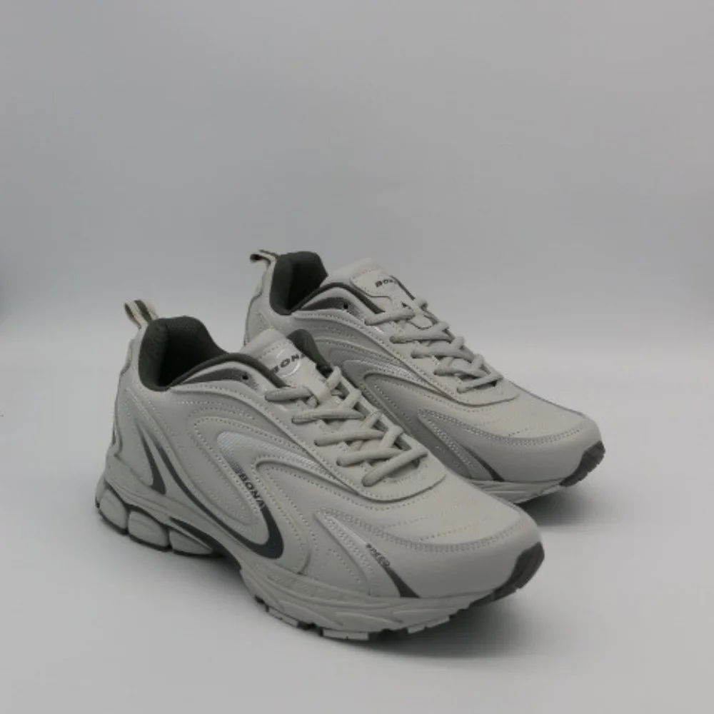 Мужские кроссовки Bona 808M Grey-Dark Grey 6136 из натуральной кожи