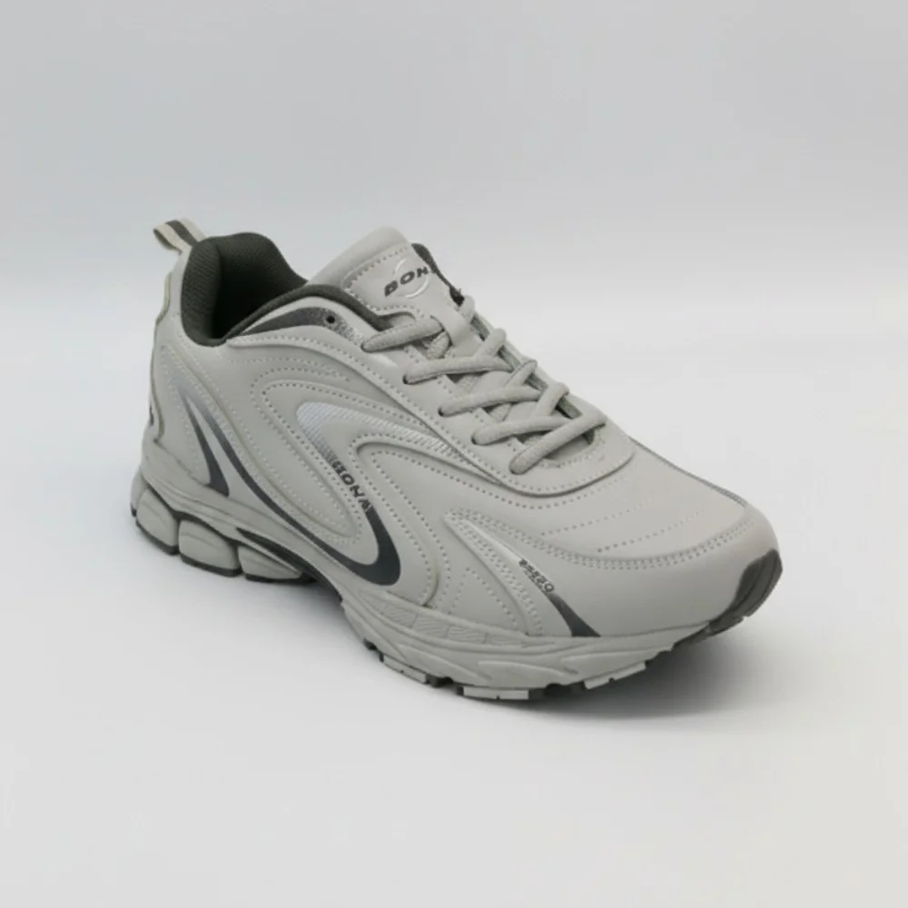 Мужские кроссовки Bona 808M Grey-Dark Grey 6136 из натуральной кожи