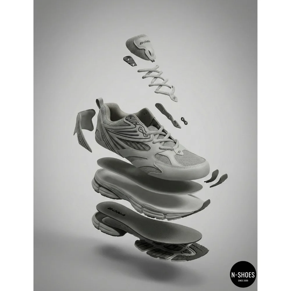 Мужские кожаные кроссовки Bona 876M в стиле ASICS Gel-Kayano