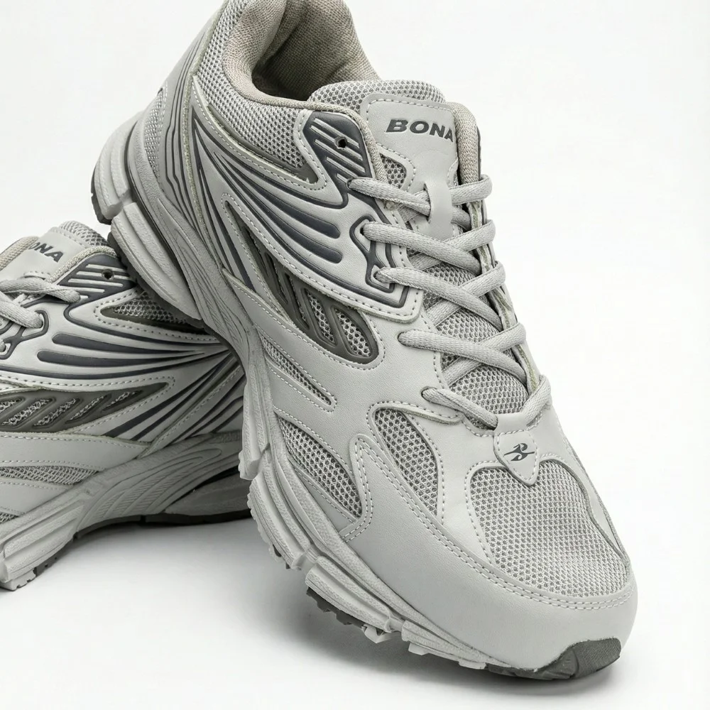 Мужские кожаные кроссовки Bona 876M в стиле ASICS Gel-Kayano