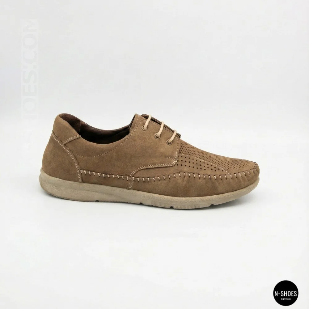 Men's Summer Leather Lace-Up Moccasins N-SHOES Mens 185342 021 vizone nubuk 6160