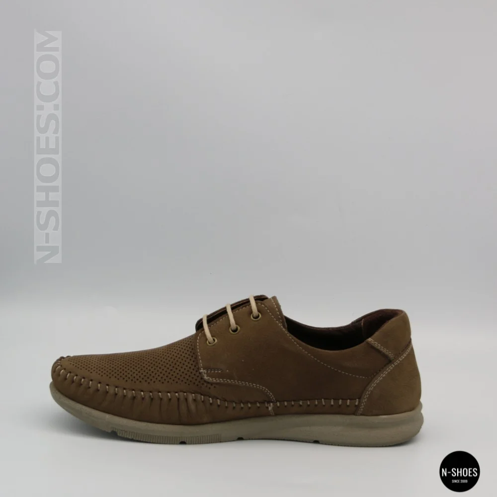 Men's Summer Leather Lace-Up Moccasins N-SHOES Mens 185342 021 vizone nubuk 6160