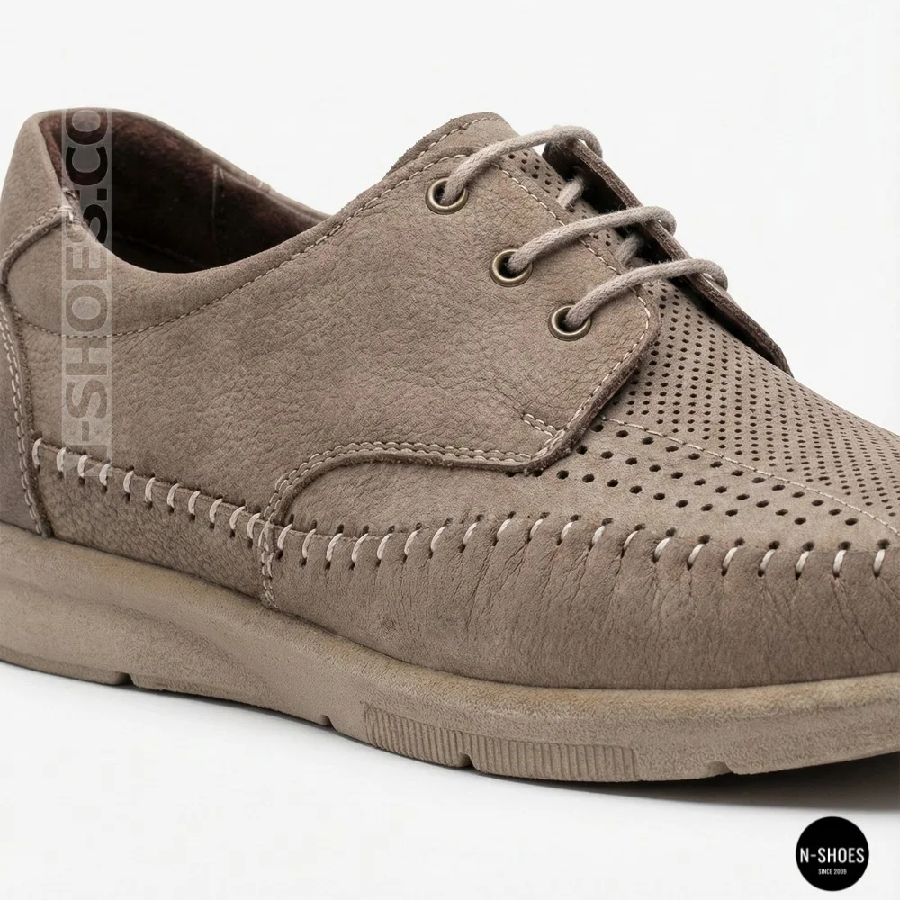 Men's Summer Leather Lace-Up Moccasins N-SHOES Mens 185342 021 vizone nubuk 6160