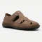 Men's summer beige moccasin shoes N-SHOES Mens 211818 041 beige nubuk 6161, leather, with Velcro