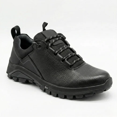 Men's black demi-season sneakers Alex Bens 03-vm-340-1-03-6180 made of genuine leather, ECCO Biom style