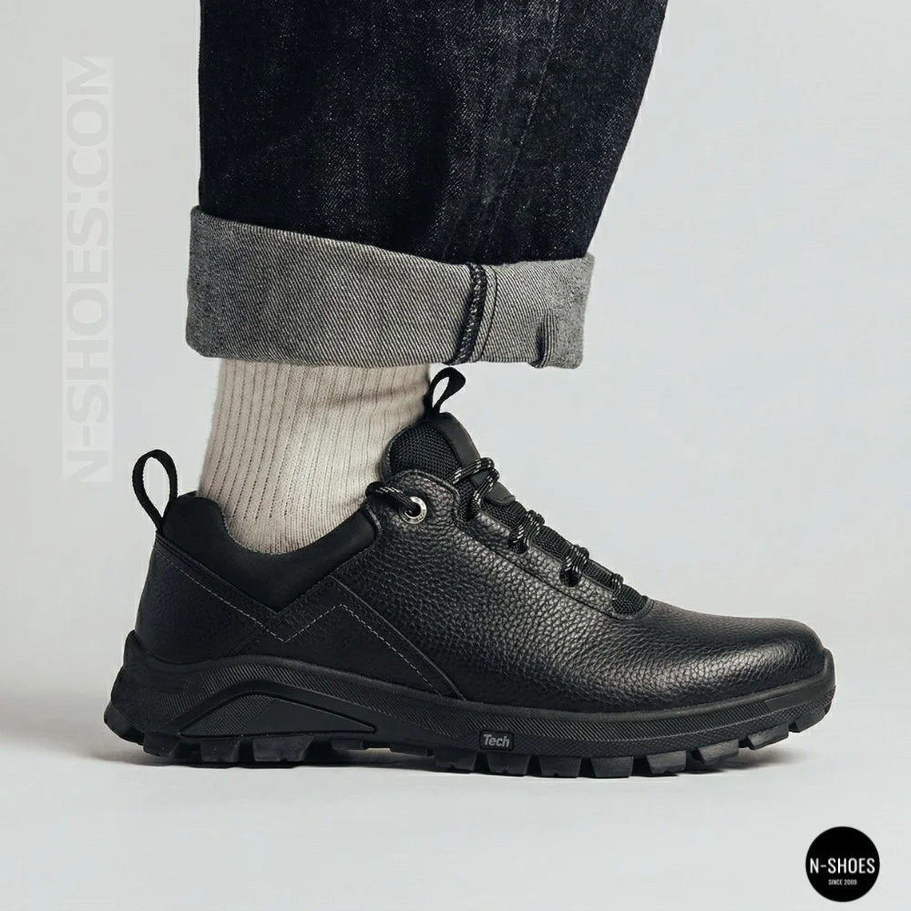 Men's Black Mid-Season Leather Sneakers Alex Bens 03-vm-340-1-03-6180