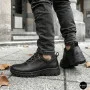 Men's Black Mid-Season Leather Sneakers Alex Bens 03-vm-340-1-03-6180