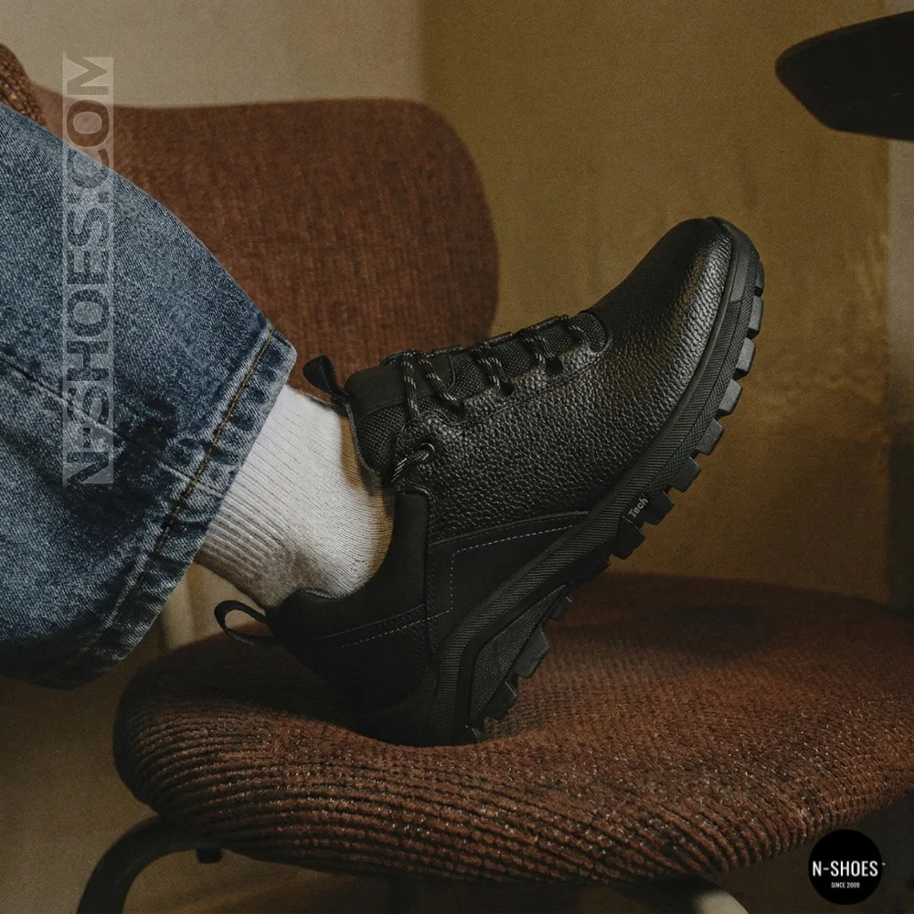 Men's Black Mid-Season Leather Sneakers Alex Bens 03-vm-340-1-03-6180