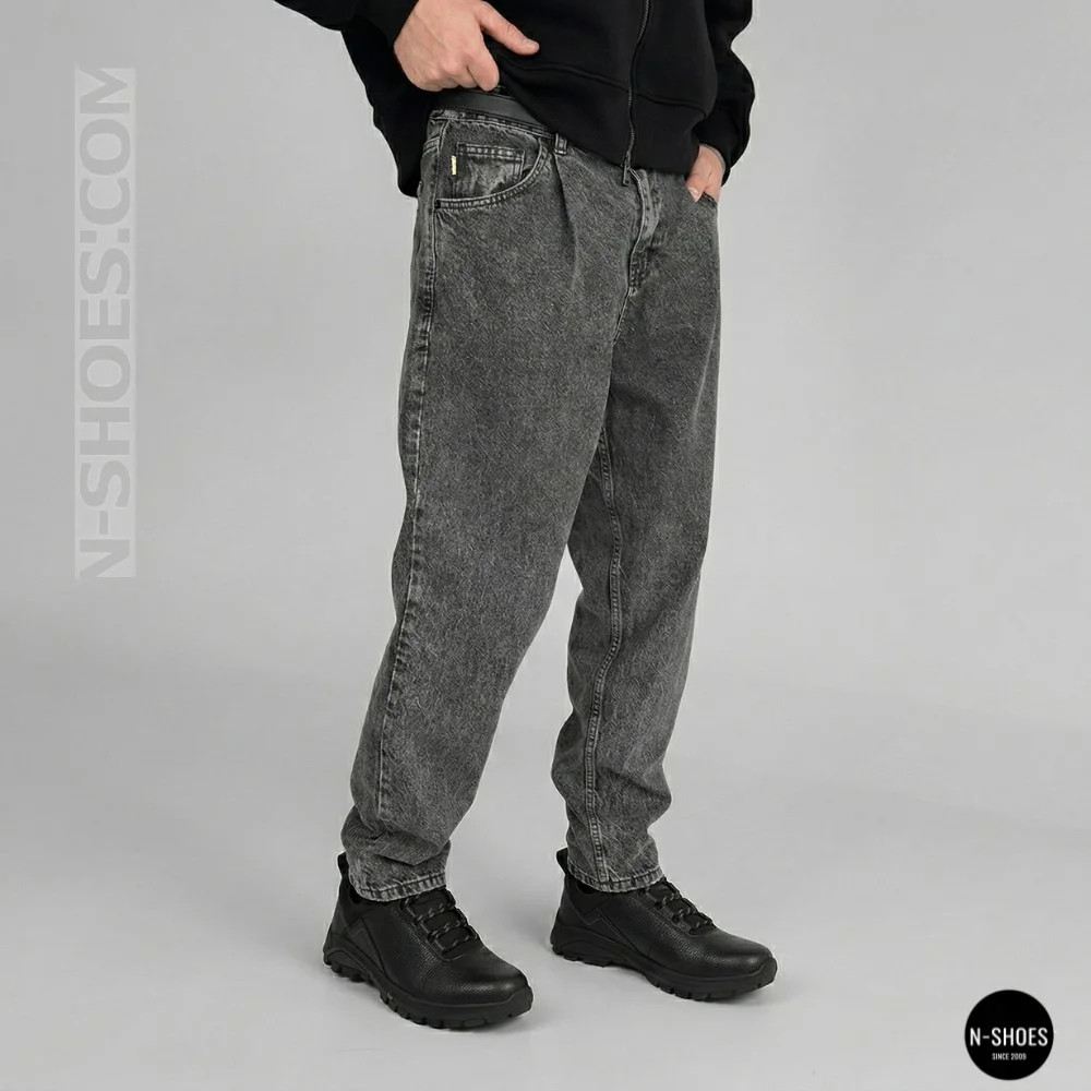 Men's Black Mid-Season Leather Sneakers Alex Bens 03-vm-340-1-03-6180