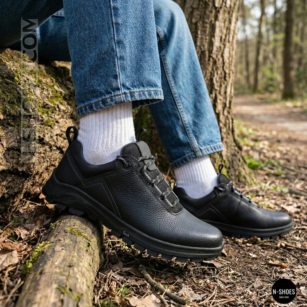 Men's Black Mid-Season Leather Sneakers Alex Bens 03-vm-340-1-03-6180