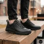 Men's Black Mid-Season Leather Sneakers Alex Bens 03-vm-340-1-03-6180