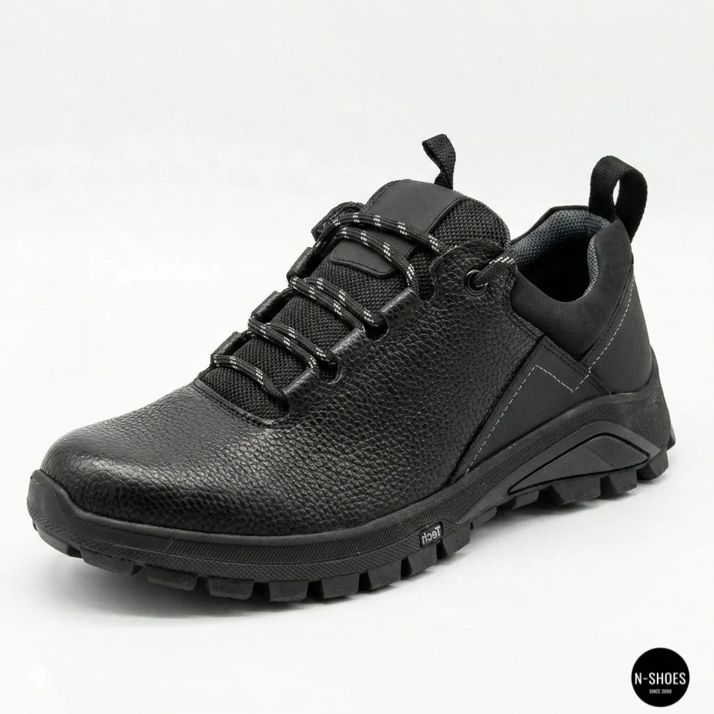 Men's Black Mid-Season Leather Sneakers Alex Bens 03-vm-340-1-03-6180