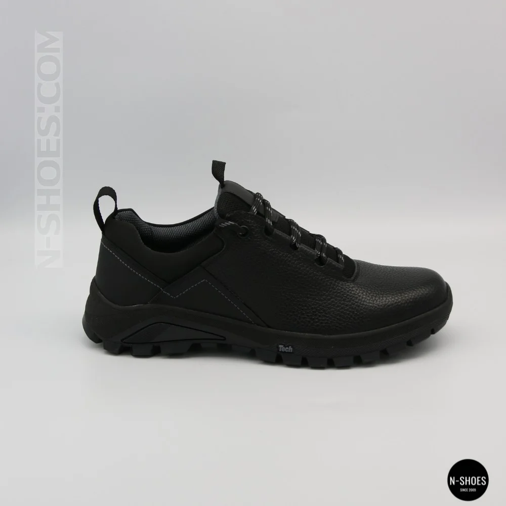 Men's Black Mid-Season Leather Sneakers Alex Bens 03-vm-340-1-03-6180