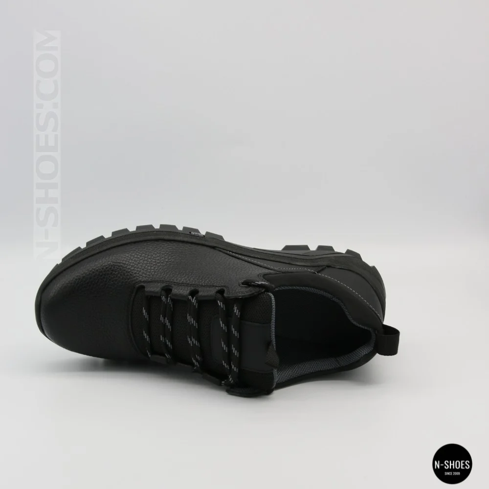 Men's Black Mid-Season Leather Sneakers Alex Bens 03-vm-340-1-03-6180