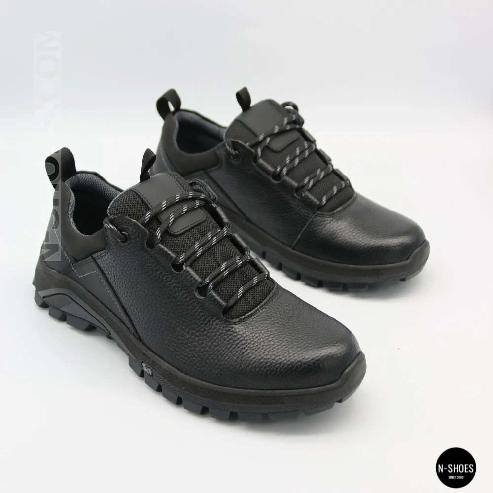 Men's Black Mid-Season Leather Sneakers Alex Bens 03-vm-340-1-03-6180