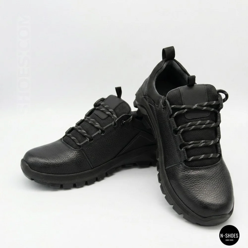 Men's Black Mid-Season Leather Sneakers Alex Bens 03-vm-340-1-03-6180