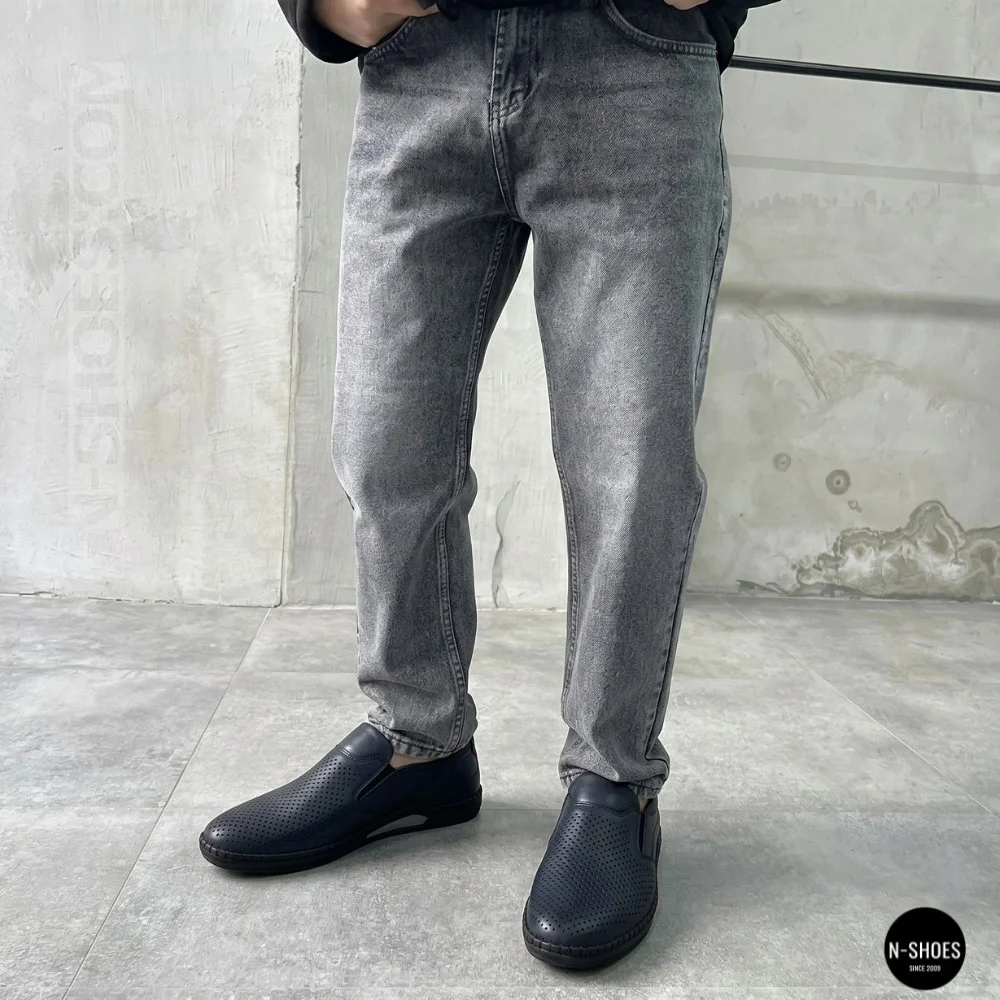 Мужские летние туфли-мокасины с перфорацией Mens 211850 6182 синие