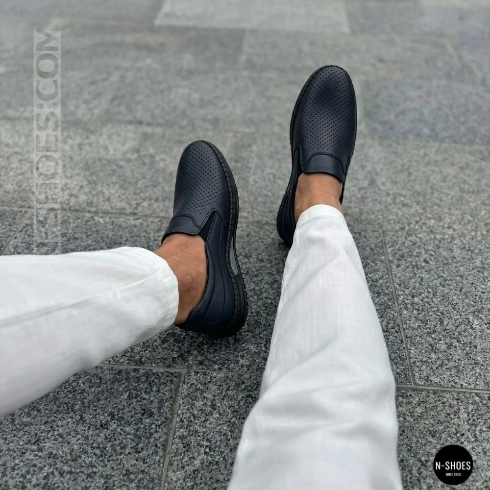 Мужские летние туфли-мокасины с перфорацией Mens 211850 6182 синие