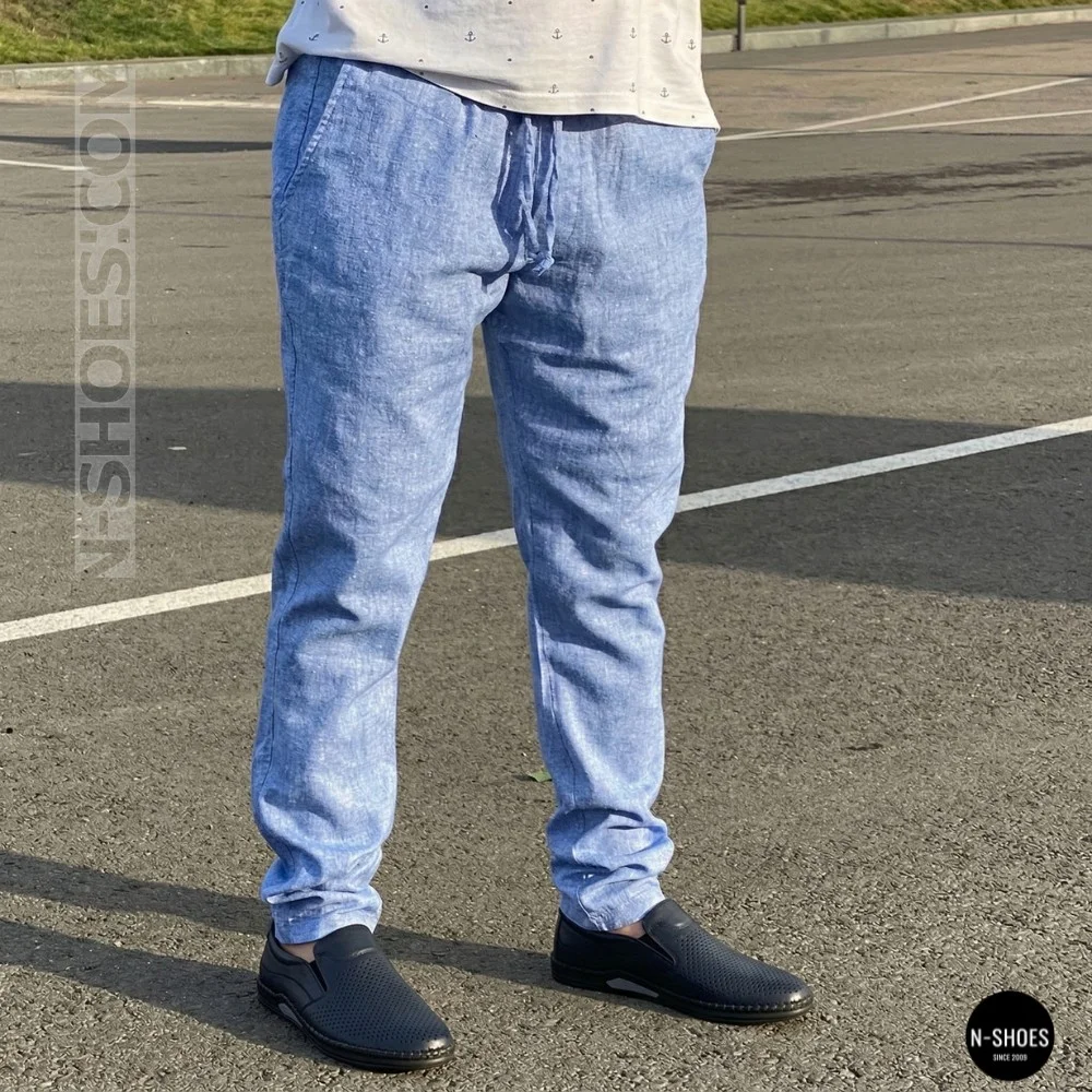 Мужские летние туфли-мокасины с перфорацией Mens 211850 6182 синие