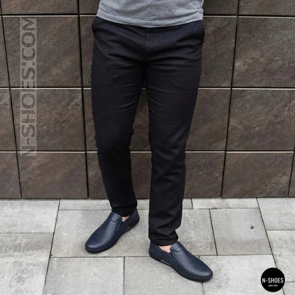 Мужские летние туфли-мокасины с перфорацией Mens 211850 6182 синие