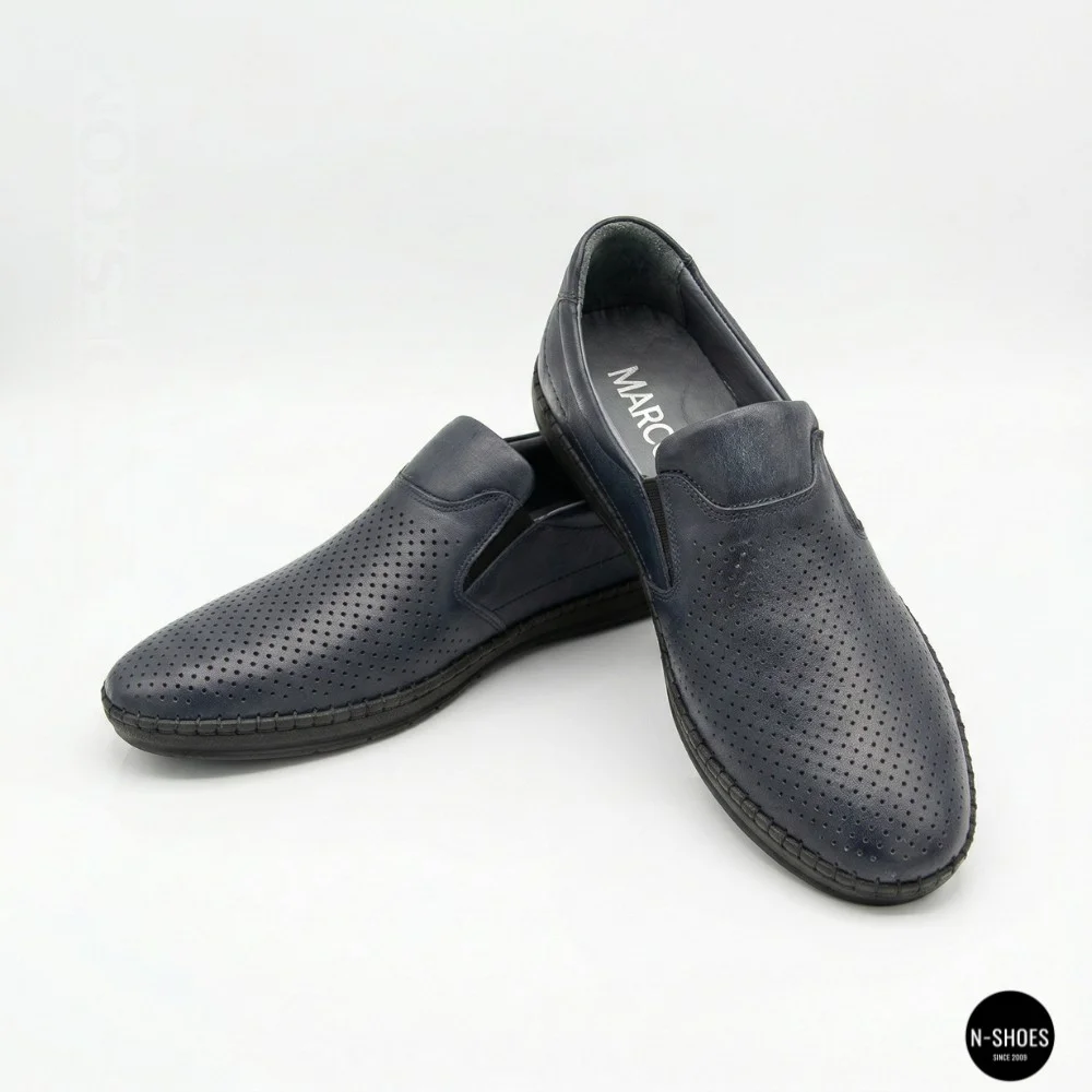 Мужские летние туфли-мокасины с перфорацией Mens 211850 6182 синие