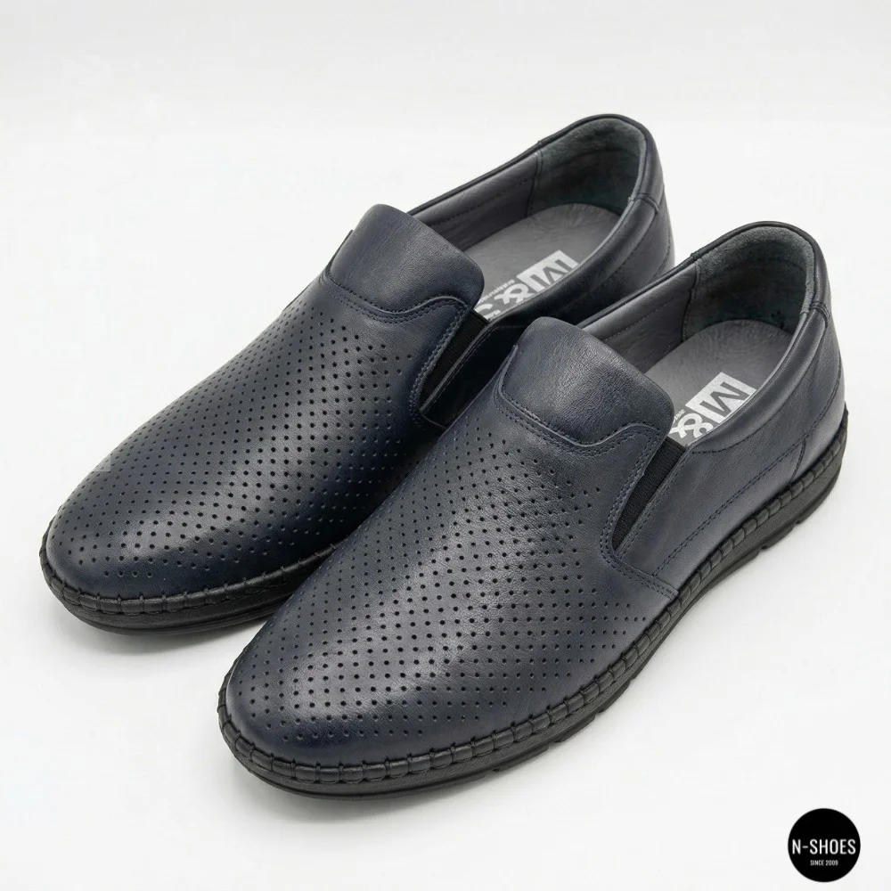 Мужские летние туфли-мокасины с перфорацией Mens 211850 6182 синие