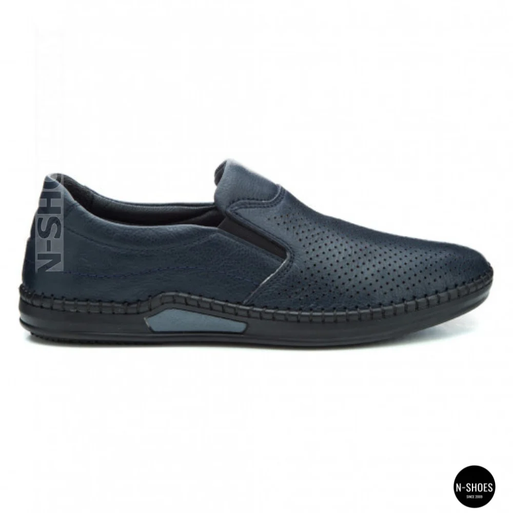 Мужские летние туфли-мокасины с перфорацией Mens 211850 6182 синие