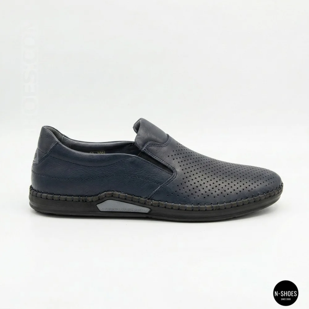 Мужские летние туфли-мокасины с перфорацией Mens 211850 6182 синие