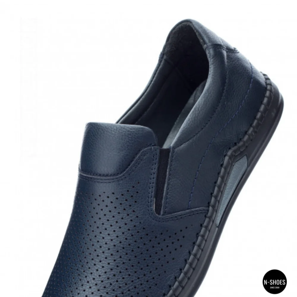Мужские летние туфли-мокасины с перфорацией Mens 211850 6182 синие