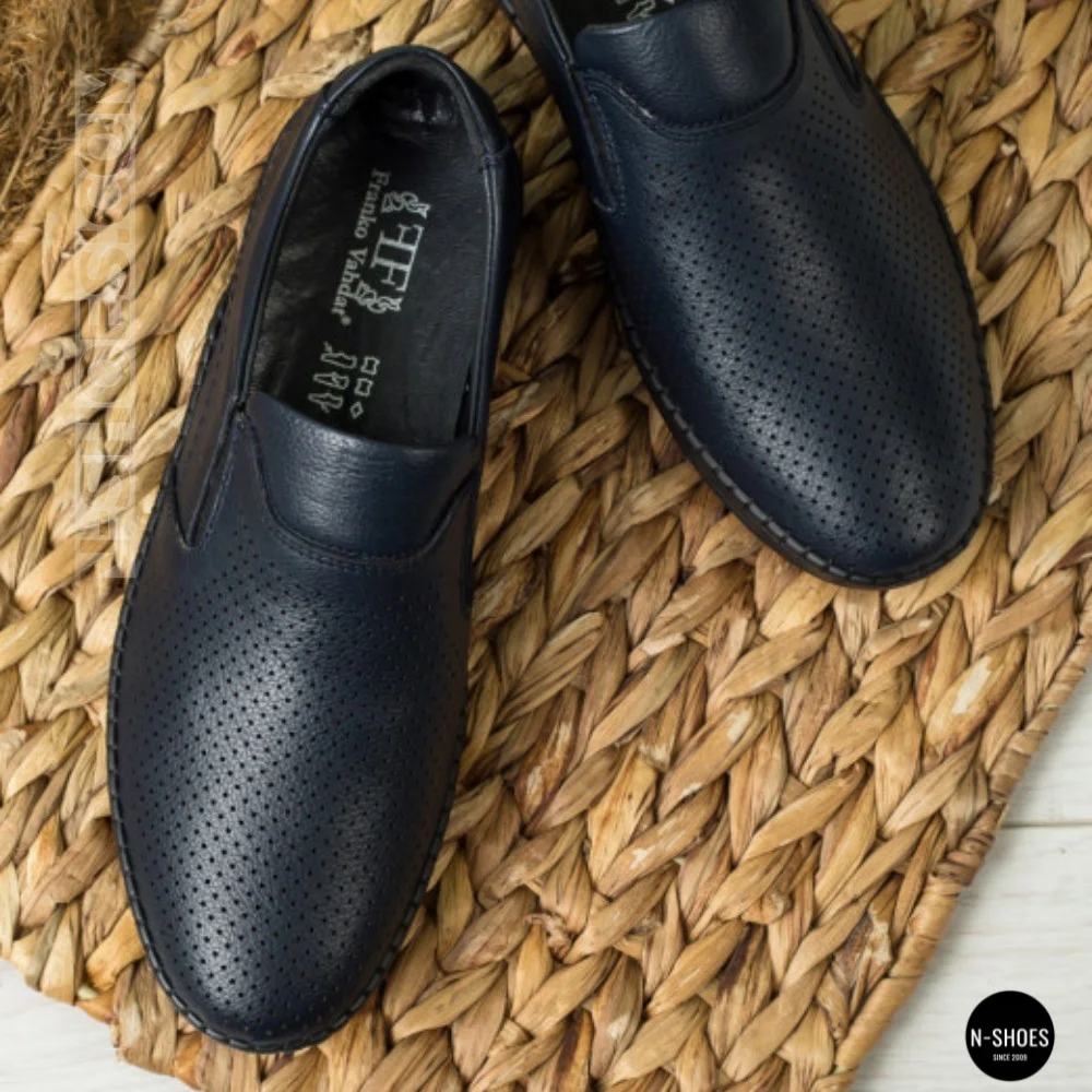 Мужские летние туфли-мокасины с перфорацией Mens 211850 6182 синие