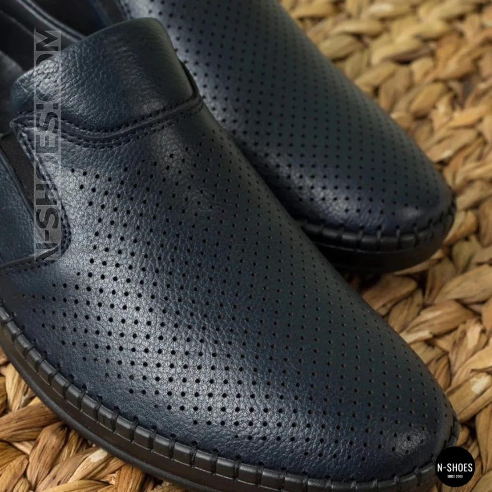 Мужские летние туфли-мокасины с перфорацией Mens 211850 6182 синие