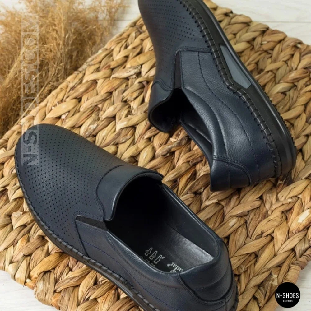 Мужские летние туфли-мокасины с перфорацией Mens 211850 6182 синие