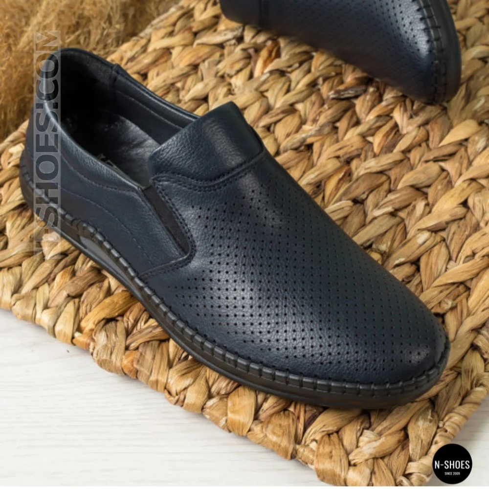 Мужские летние туфли-мокасины с перфорацией Mens 211850 6182 синие