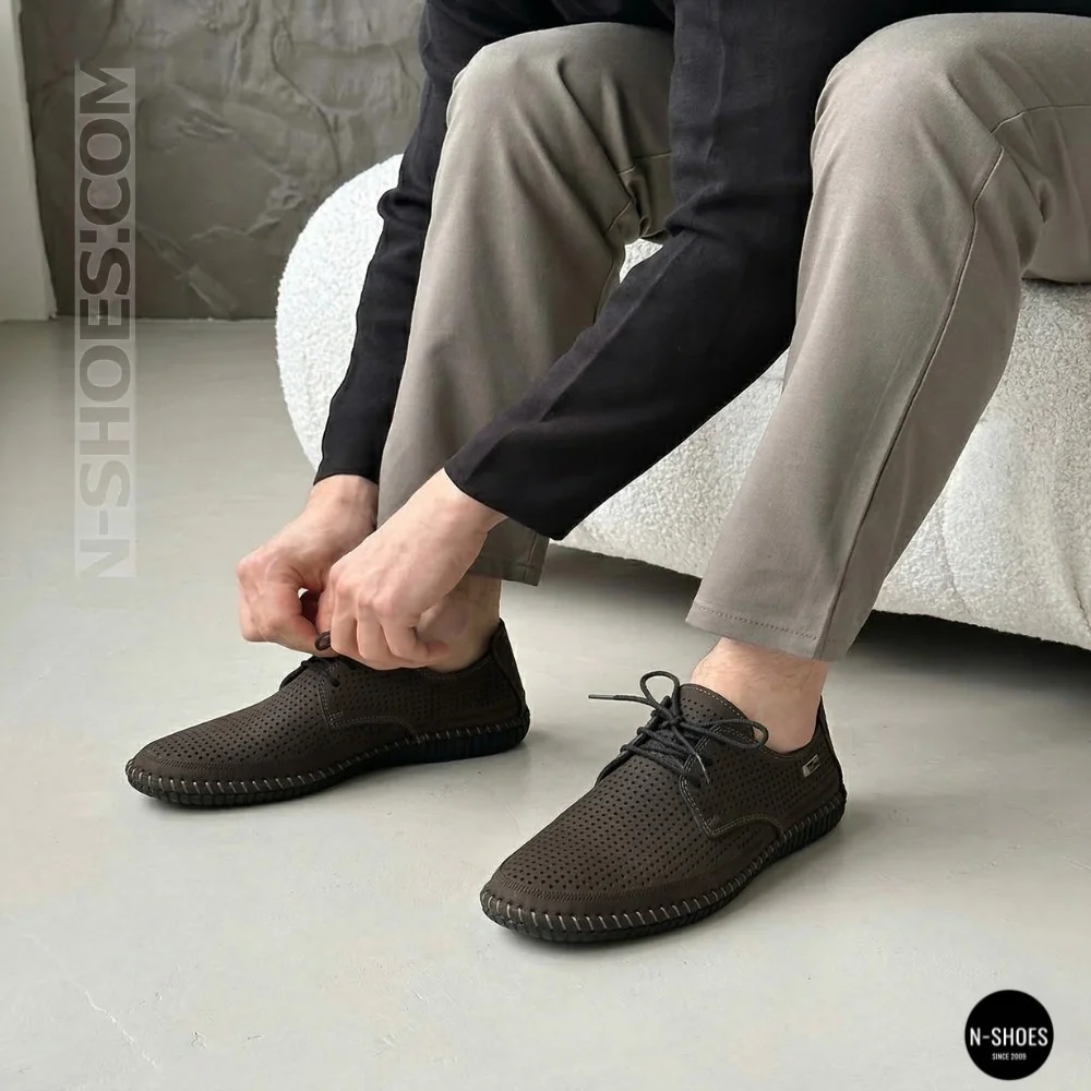 Men's Summer Lace-Up Nubuck Moccasins Mens 211832 177 grey nubuk 6195