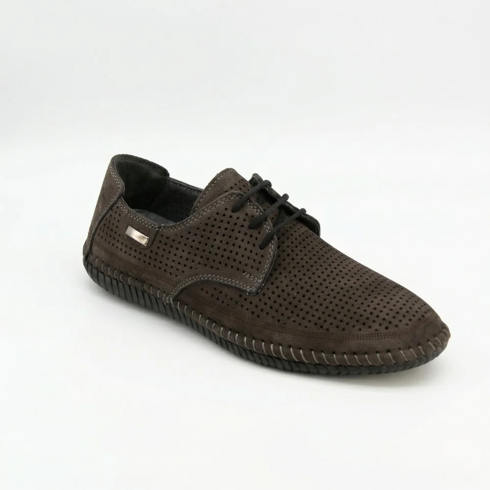 Men's Summer Lace-Up Nubuck Moccasins Mens 211832 177 grey nubuk 6195